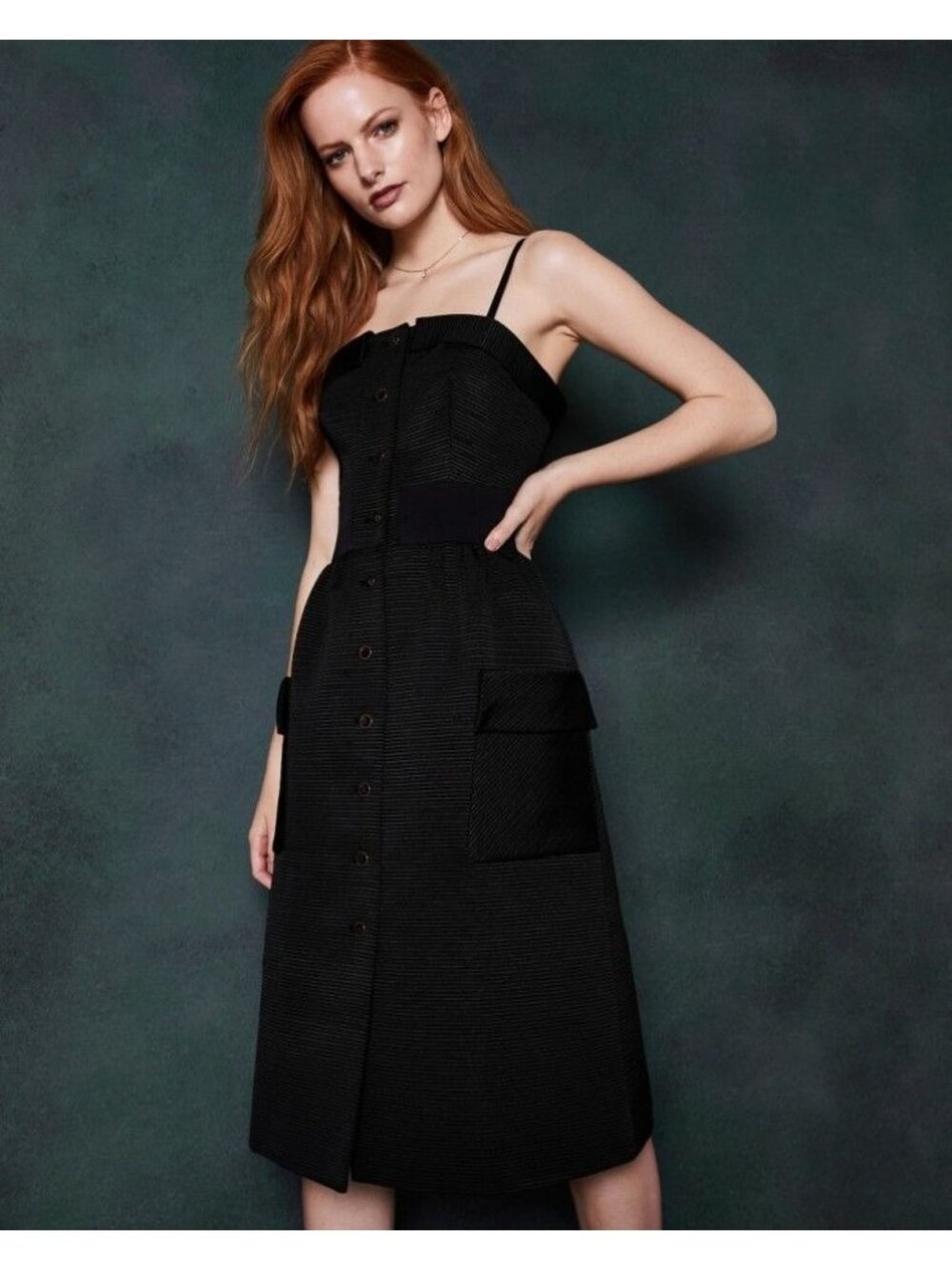 🆕TED BAKER Octovia Button Down Pockets Midi Dress 8 - Picture 4 of 16